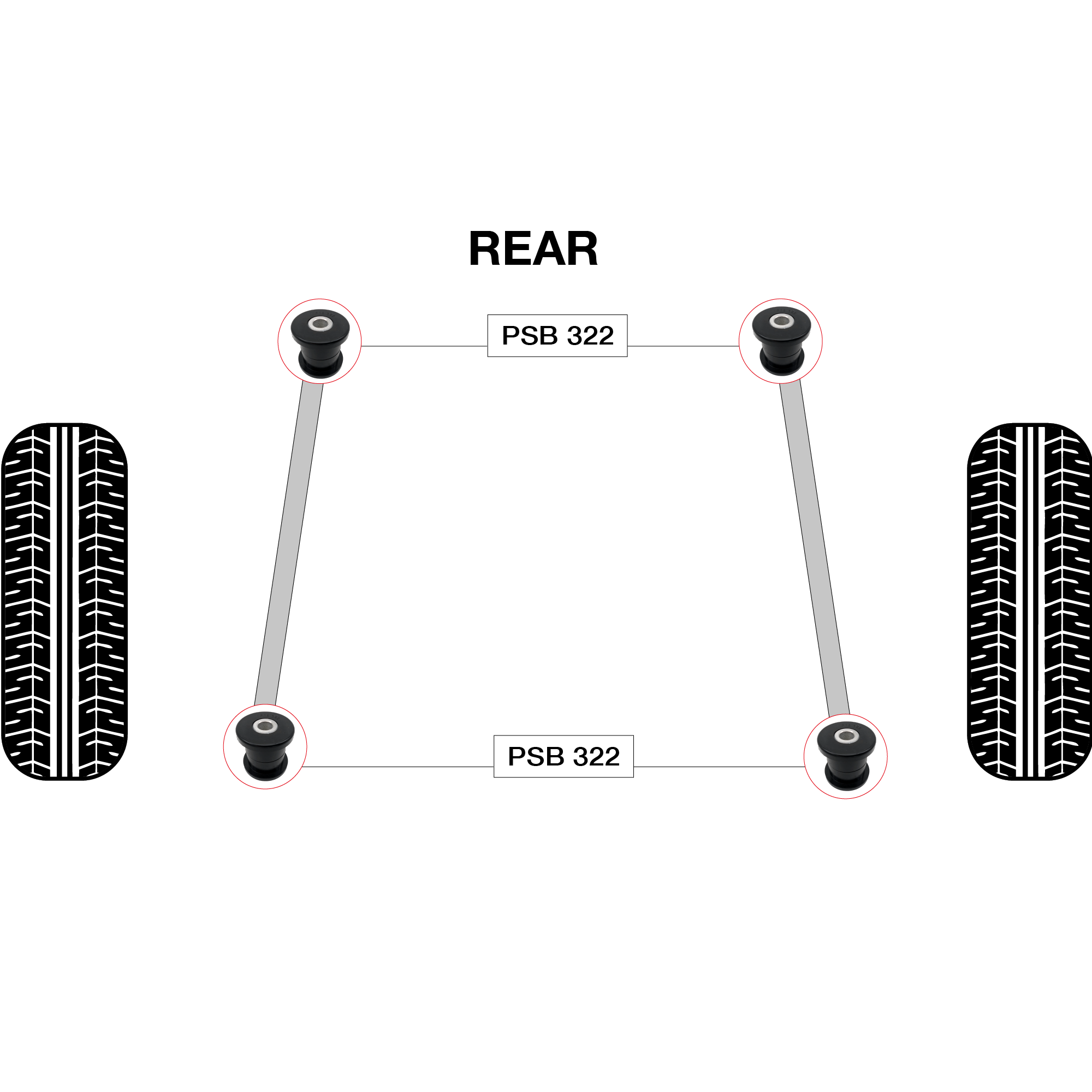 4x Toyota Land Cruiser Prado/Colorado (96-03) Rear Lower Arm Polyurethane Bush Kit - Image 3