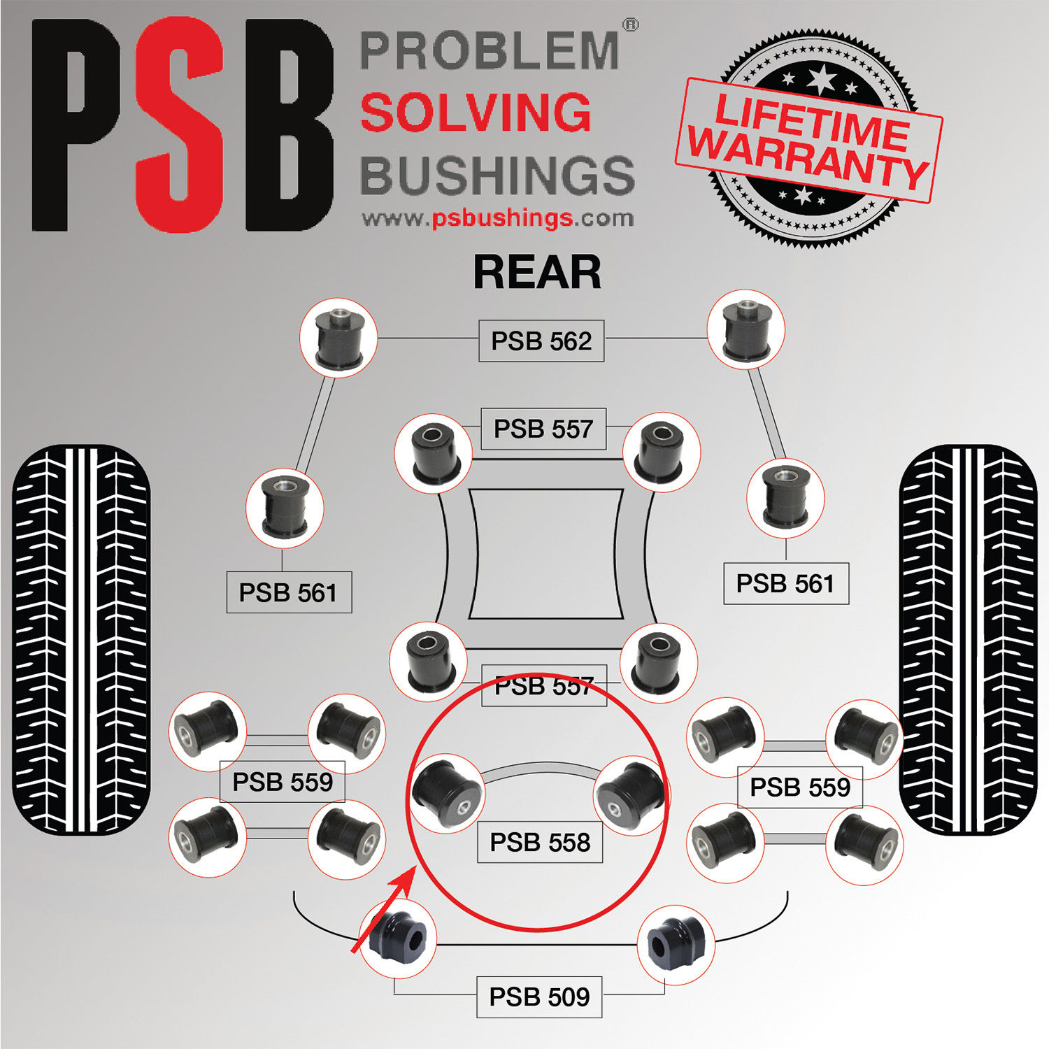 2 x Nissan XTrail T30 0106 Rear Differential Link PSB Poly