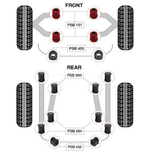 PSB Poly Bushing Complete Front Upper Arm /& ARB Kit For Nissan Terrano 1995-2004